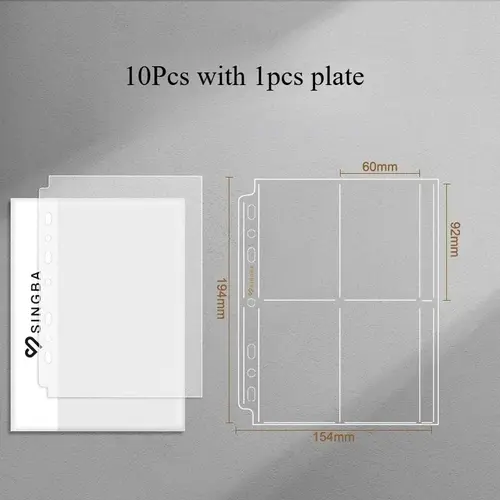 SINGBA 10pcs Clear Sheets Sleeve Acid free-No CPP loose-leaf Pages for A5/A4 Binder 4/ 9grid Pocket 3inch Photocard Protector - Image 17