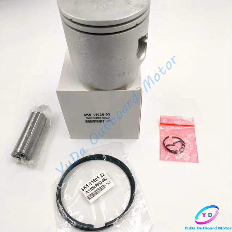 6K5-11636 Piston And Ring 6K5-11601-22 +050 For Yamaha Outboard Motor 2T 60HP 3CYL Parsun T60 6K5-11636-03;6H3-11601-22 6k5 11601 02 00 piston ring set std for yamaha 60hp 70hp outboard motors boat motor new aftermarket part