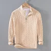 Thickened Long Sleeve Zipper Knitted Sweater Men's Casual Loose Fit Half High Collar Autumn Winter New Style Breathable Sweat...