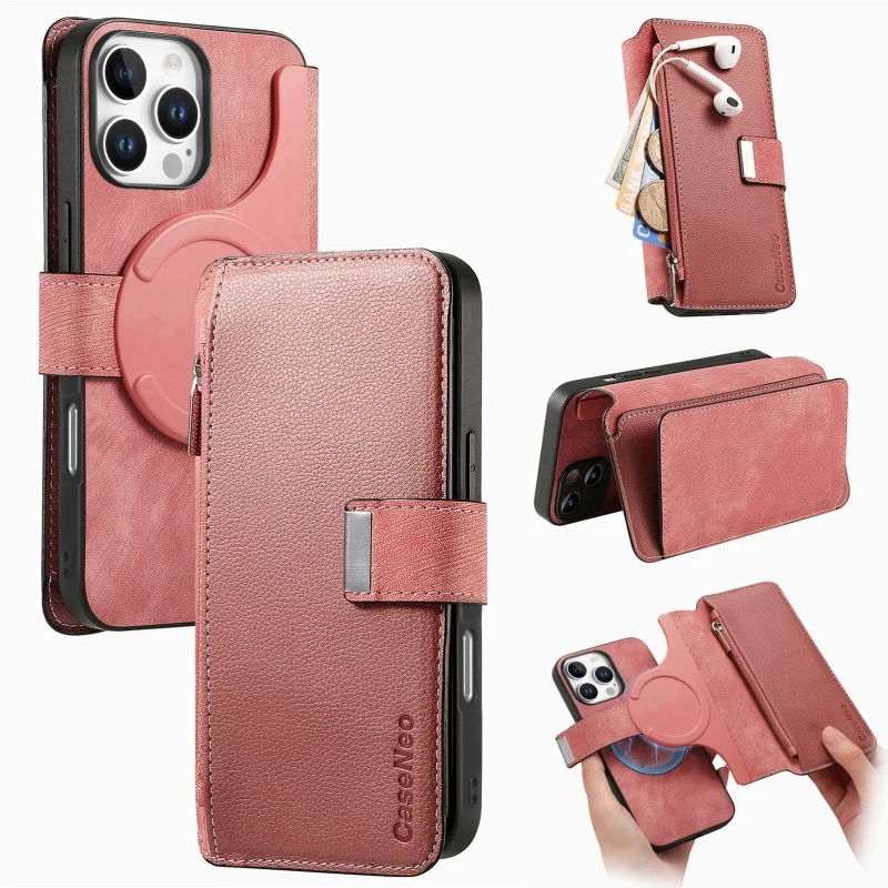 Versatile Leather Wallet Phone Case with Multi Card Slots and Retro Buckle Cover