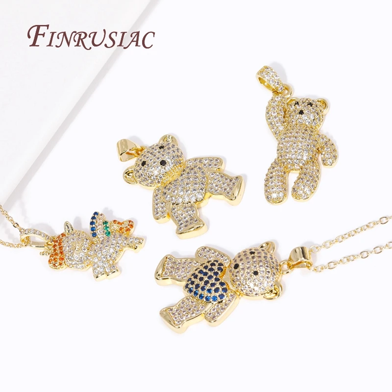 Fashion Inlaid Zircon Bear Unicorn Pendant Necklace 18K Gold Plated Luxury Jewelry Necklaces for Women's girls Gifts 2024 New