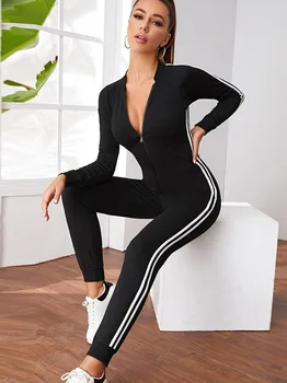 Yoga Jumpsuit Women Seamless Sports Zipper Jumpsuit Set Gym Long Sleeve Fitness Suit Elastic Gym Workout Bodysuit Athletic Wear 5