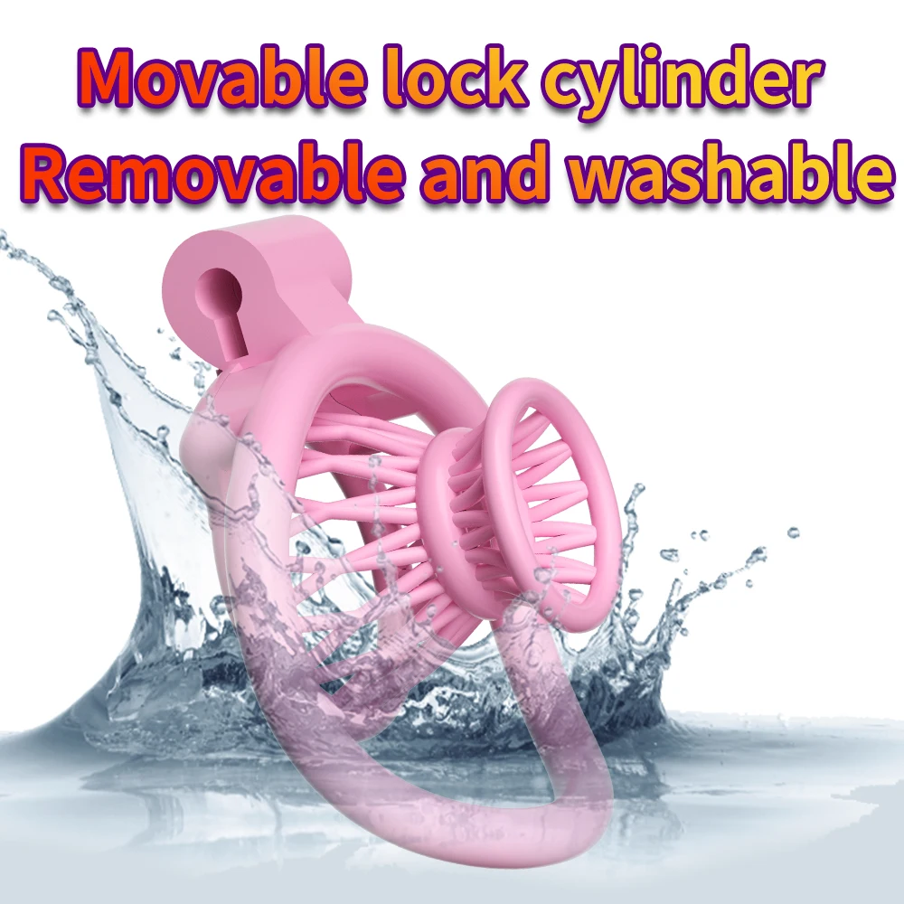 Male Chastity Lock Anti-Cheating Cock Cage with 4 Rings for A Belt of Fidelity Feminization Negative Inverted Chastity Sex Toy penis chastity cage chastity lock sex toy chastity cage accessory