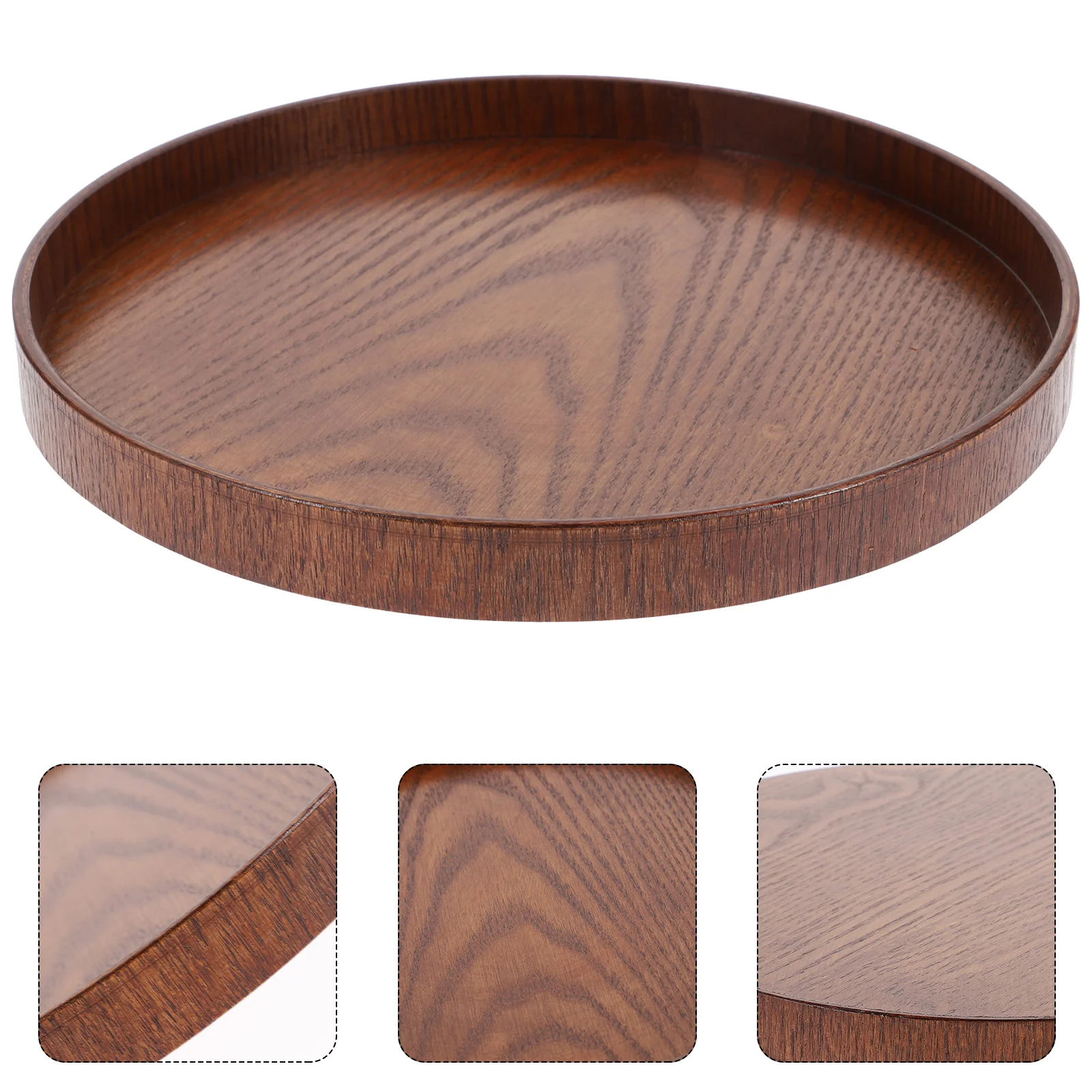 Wooden Round Tray Serving Plate Cake Rustic Coffee Table Fruit Food Board Decor 6