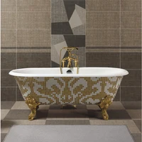 69" Freestanding Luxury Bathtub Cast Iron Double Ended Enamel Claw Paw Feet Tub Multi-Color Custom Built sw1022 2