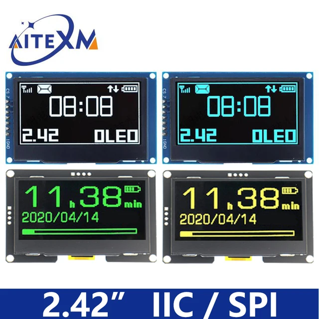 2,42-дюймовый 2,4-дюймовый модуль OLED-дисплея 128x64 ЖК-модуль HD-экрана SSD1309 7-контактный последовательный интерфейс SPI/IIC I2C для Arduino UNO R3 1
