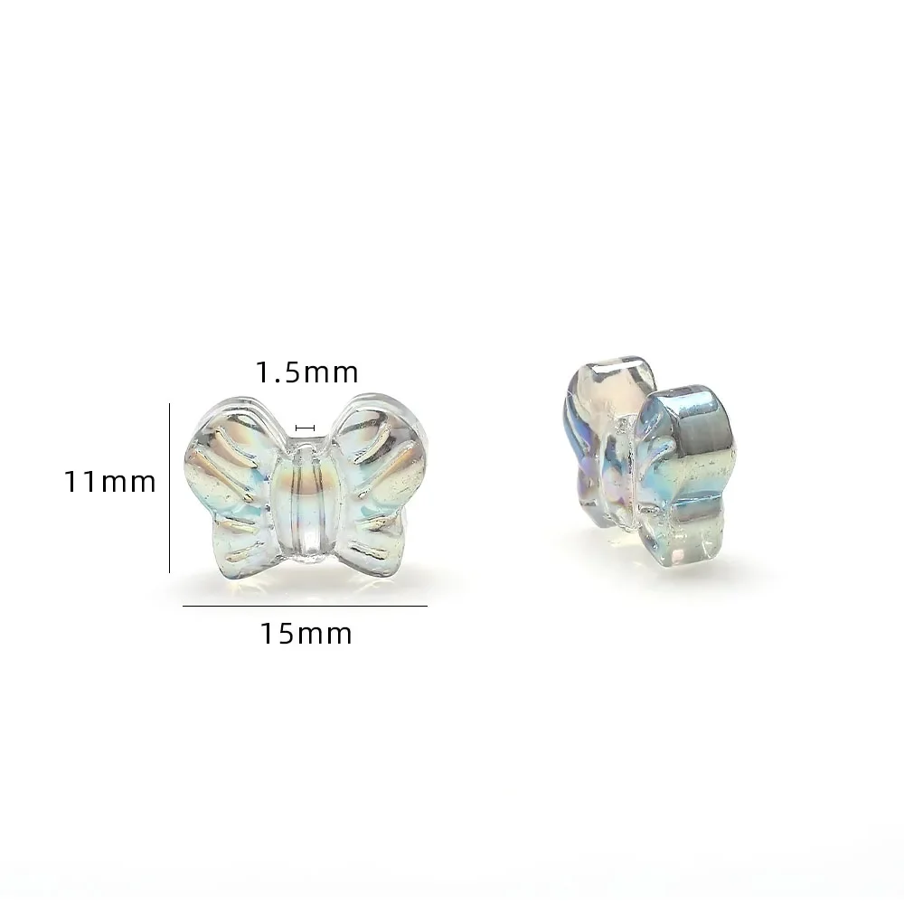 20개/세트 11x15mm 크리스탈 유리 비즈 펜던트 나비 리본 모양 공예품 DIY 주얼리 귀걸이 의류 액세서리 제작용