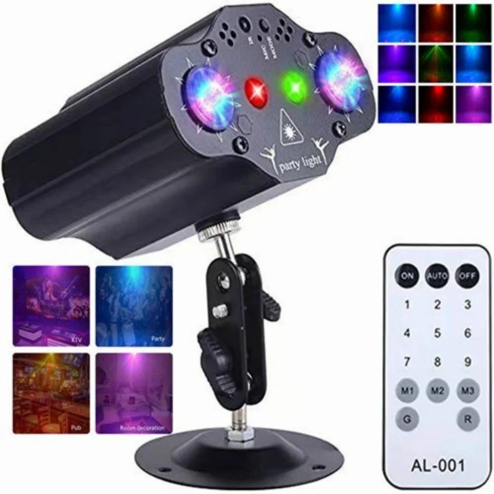 

Sound Control Red Green Blue Disco Strobe Lamp Laser Projector LED Party DJ Stage Light Christmas Karaoke Wedding Home Decoratio