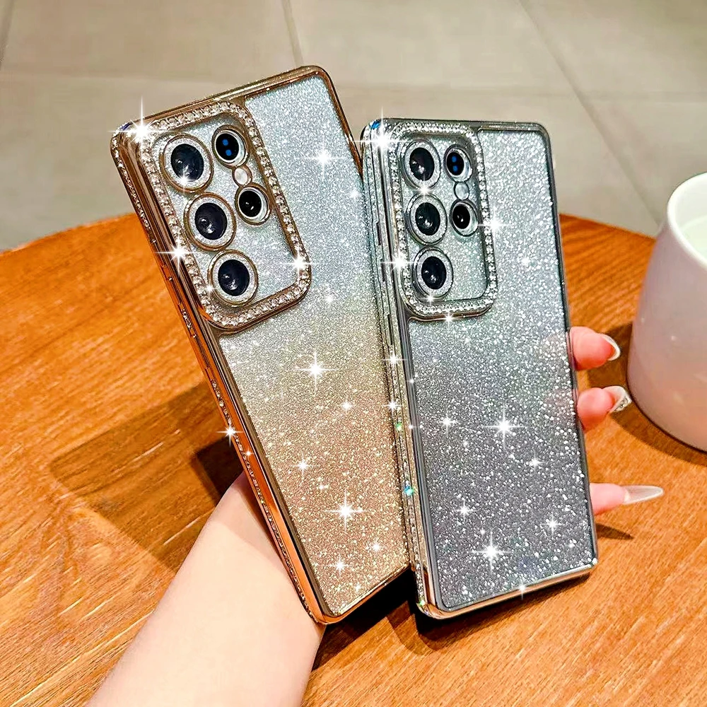 Luxury Bling Glitter Gradient Diamond Transparent Plating Case