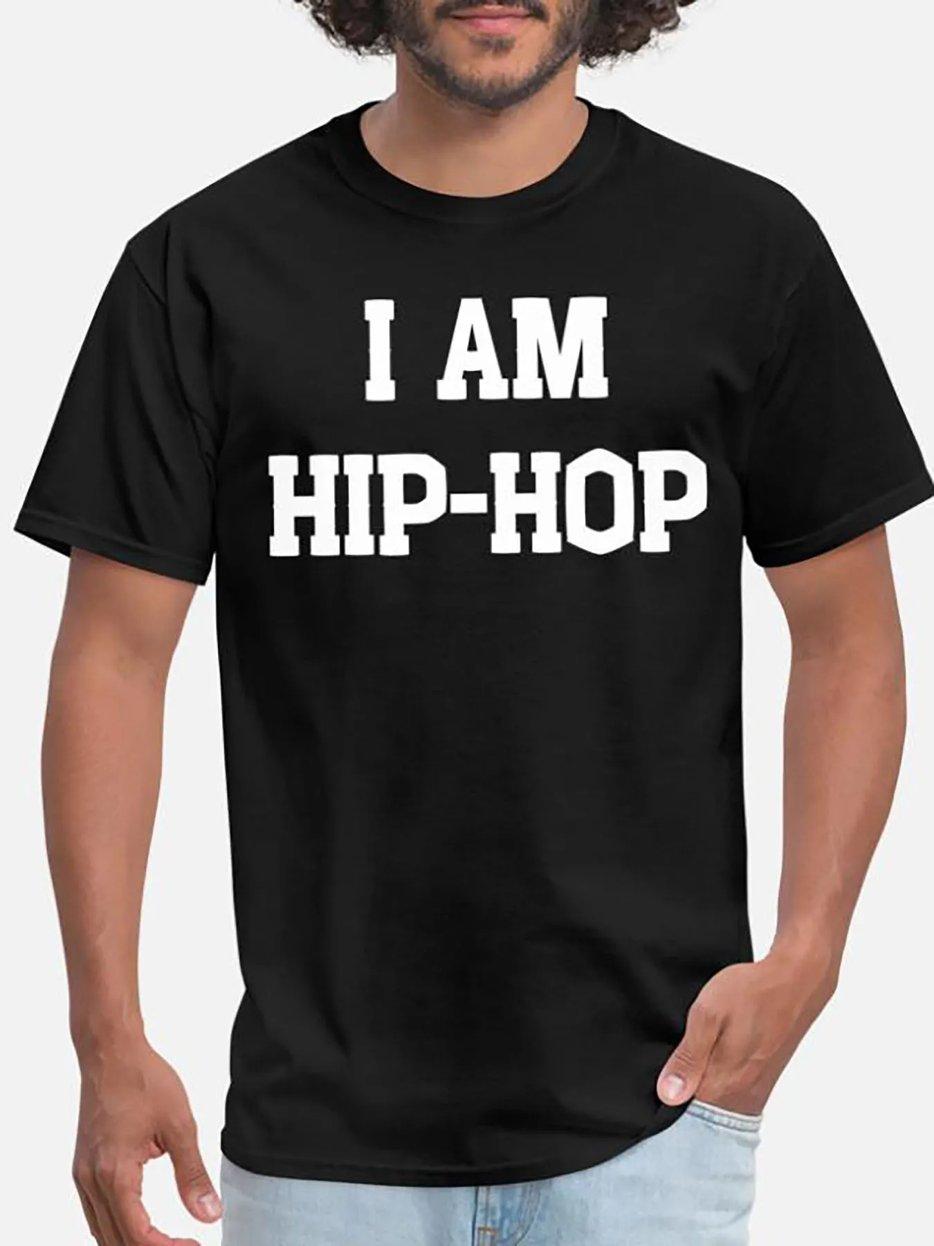 

Забавная Мужская футболка с коротким рукавом I AM HIP HOP-1098, графическая коллекция, Черная