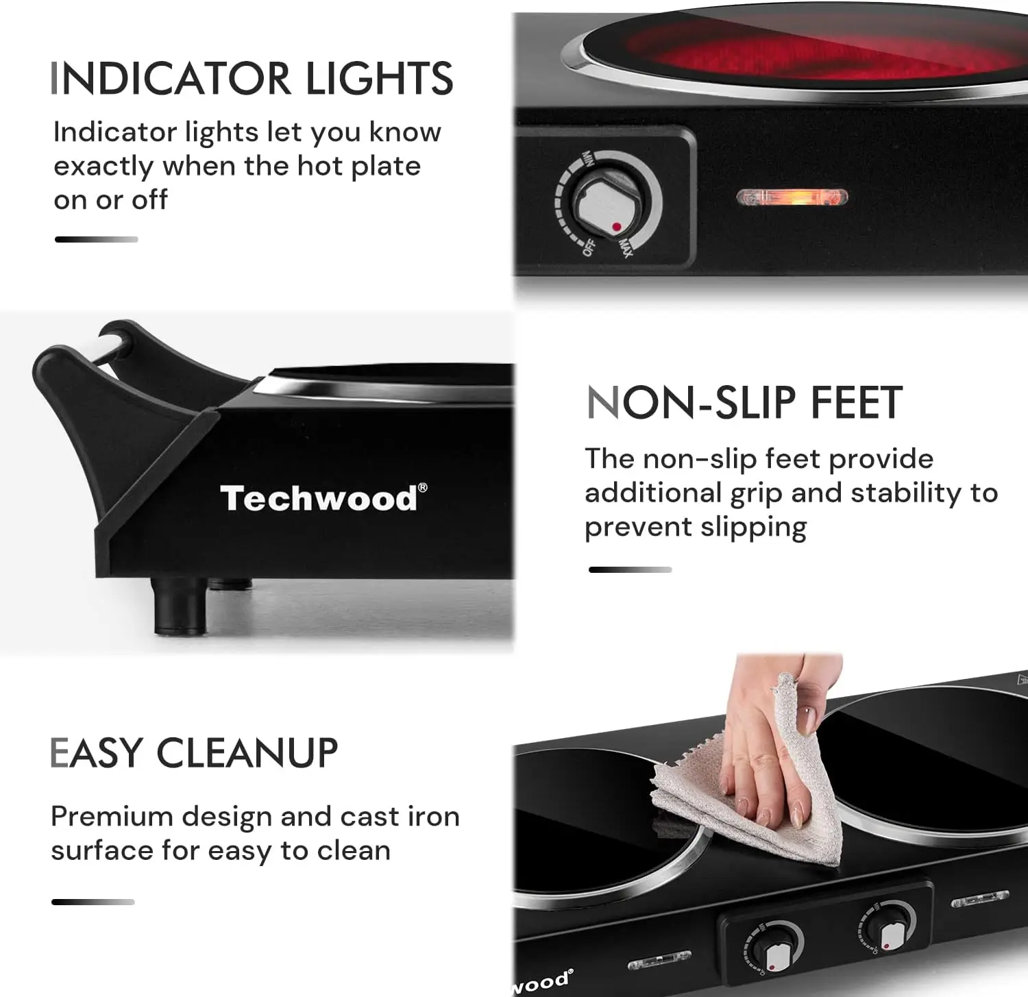 1800W Double Infrared Ceramic Electric Stove for Cooking, Dual Control Cooktop Burners Compatible for All Cookwares 6