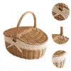 Picnic Basket, Wicker Basket, Sturdy Woven Body with Removable Liner, Outdoor Camping Basket for Birthday, Gift Basket for 5