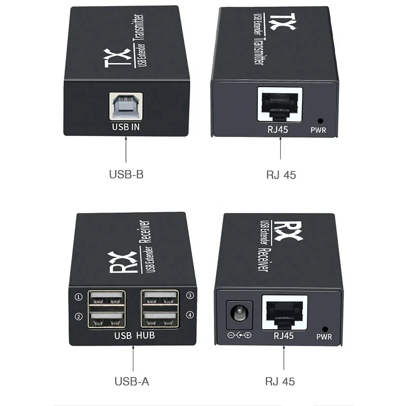 4 Ports USB 2.0 Extender Over Rj45 CAT6 Cable 120M 4 USB Hub Adapter for Laptop
