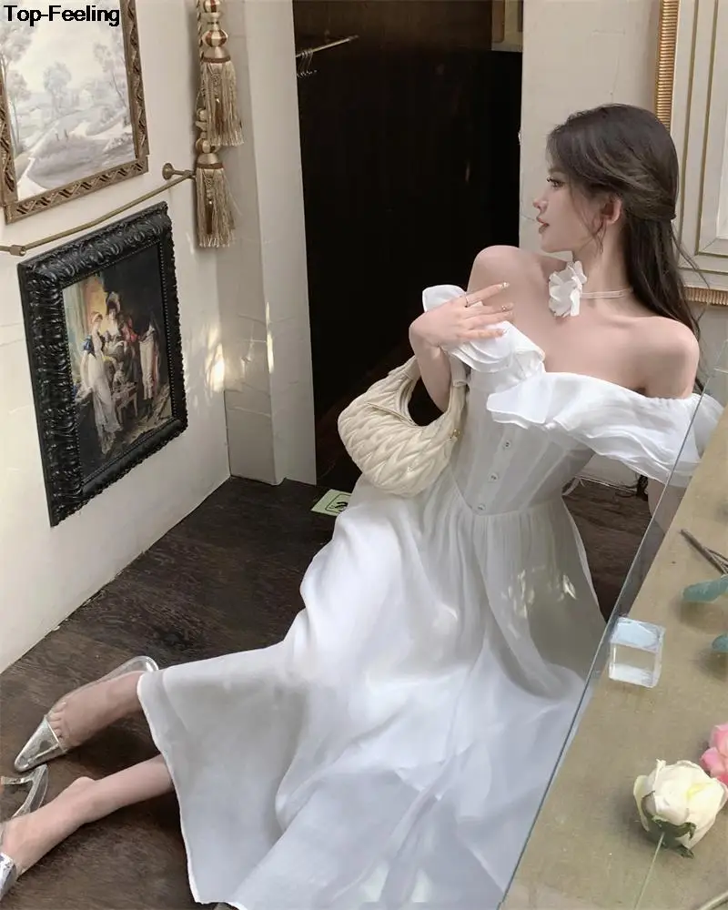 Summer New Floral Midi Dresses for Women Elegant Casual Birthday Party Dress Vintage Chic A-Line Prom Robe Wedding Vestido Mujer