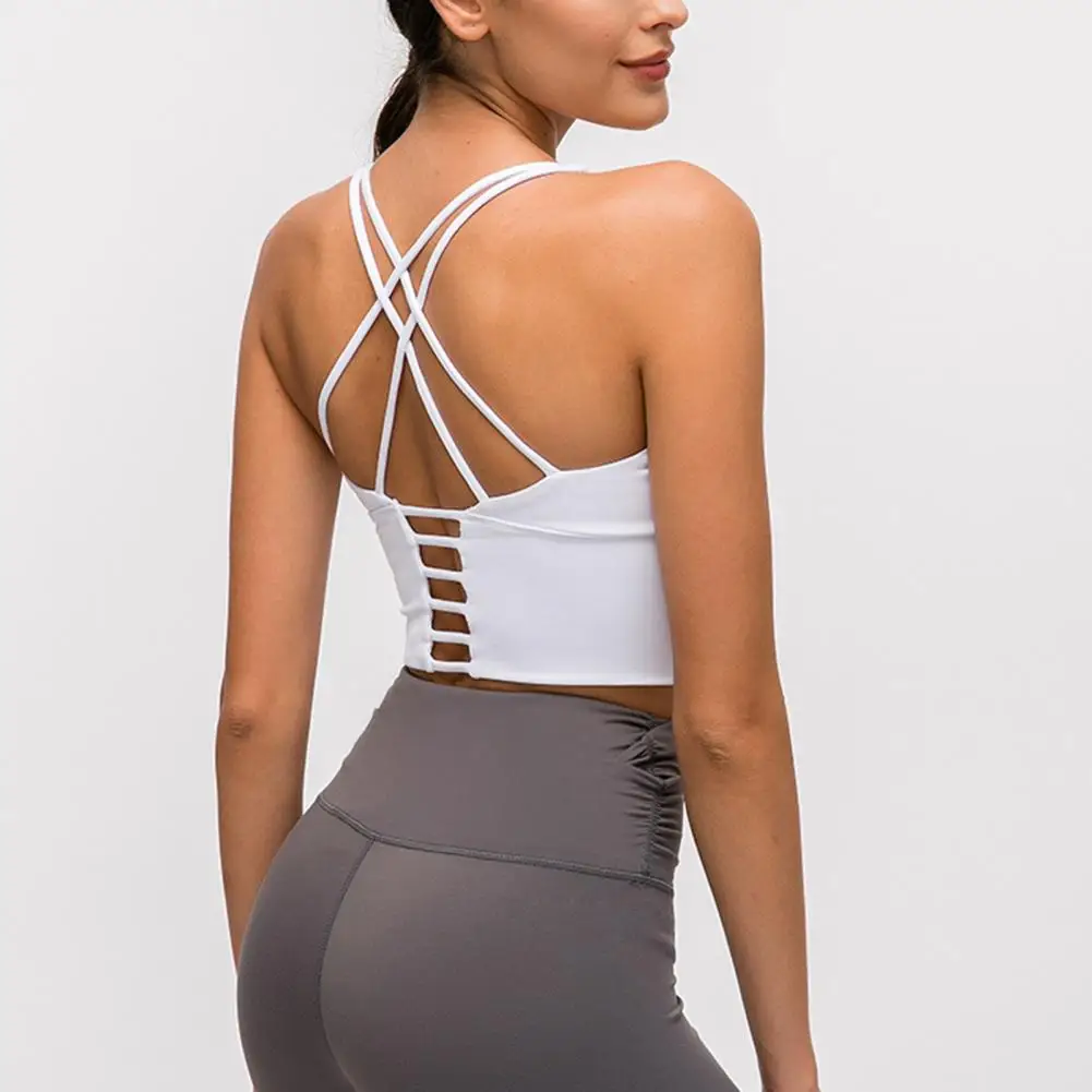 

Trendy Sweat Absorption Solid Color Spaghetti Strap Lady Bra Vest Women Clothing Women Vest Bra Sports Vest Bra