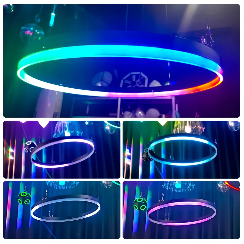 yyhcKinetic Ring Light Decorative LED Winch System 300W Laser Matrix Light Aluminum Body DMX512/DMX Control Mode