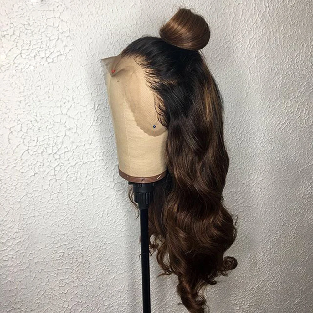 Glueless 28Inch 180Density Ombre 금발 바디 웨이브 레이스 5x..
