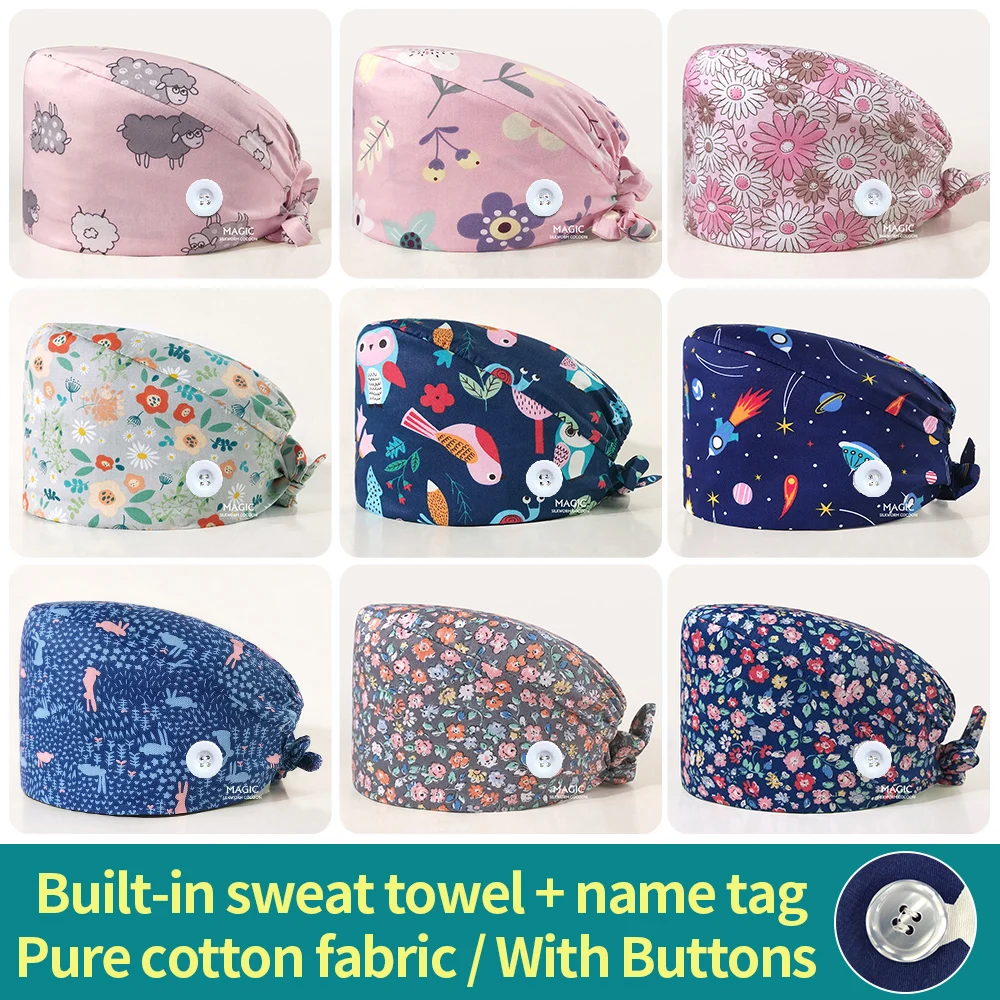 Hospital Cartoon Animal Print Scrubs Caps Surgical nurse Work Scrubs