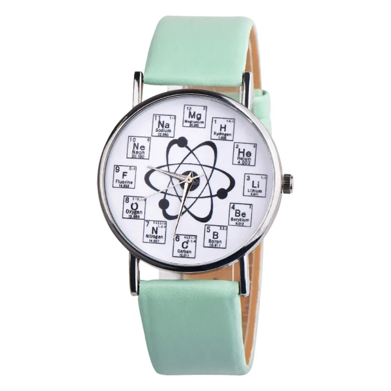 

Ladies Watches Creative Design Chemical Element Markers Molecule Pattern Watches Leather Band Quartz Watches Women Watches
