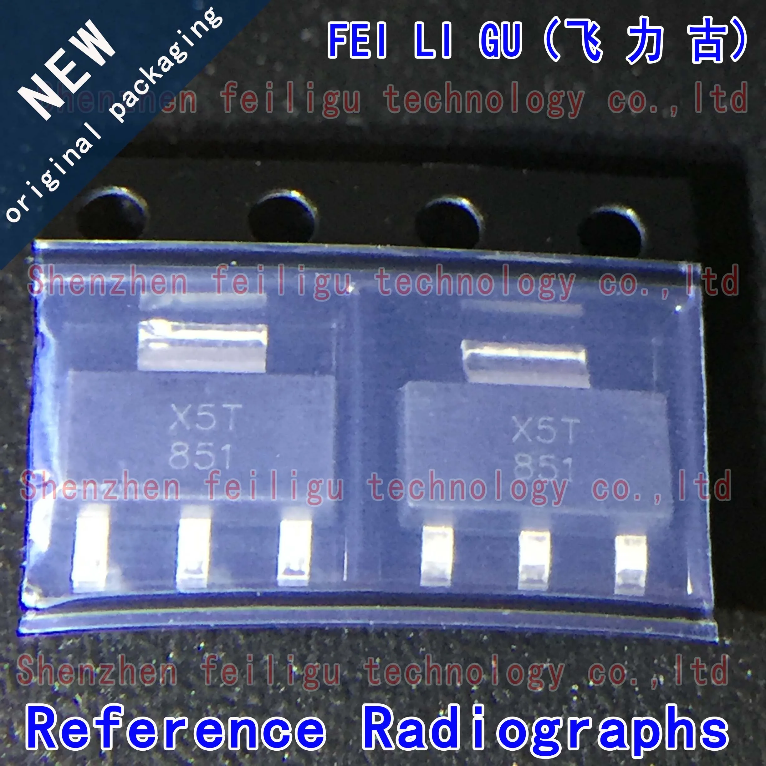 2sb764 10pieces lot pnp withstand voltage 50v current 1a e 100 200 to92 brand new original stock New original ZX5T851GTA ZX5T851 screen printing: X5T851 package: SOT223 withstand voltage:60V current:6A NPN transistor chip