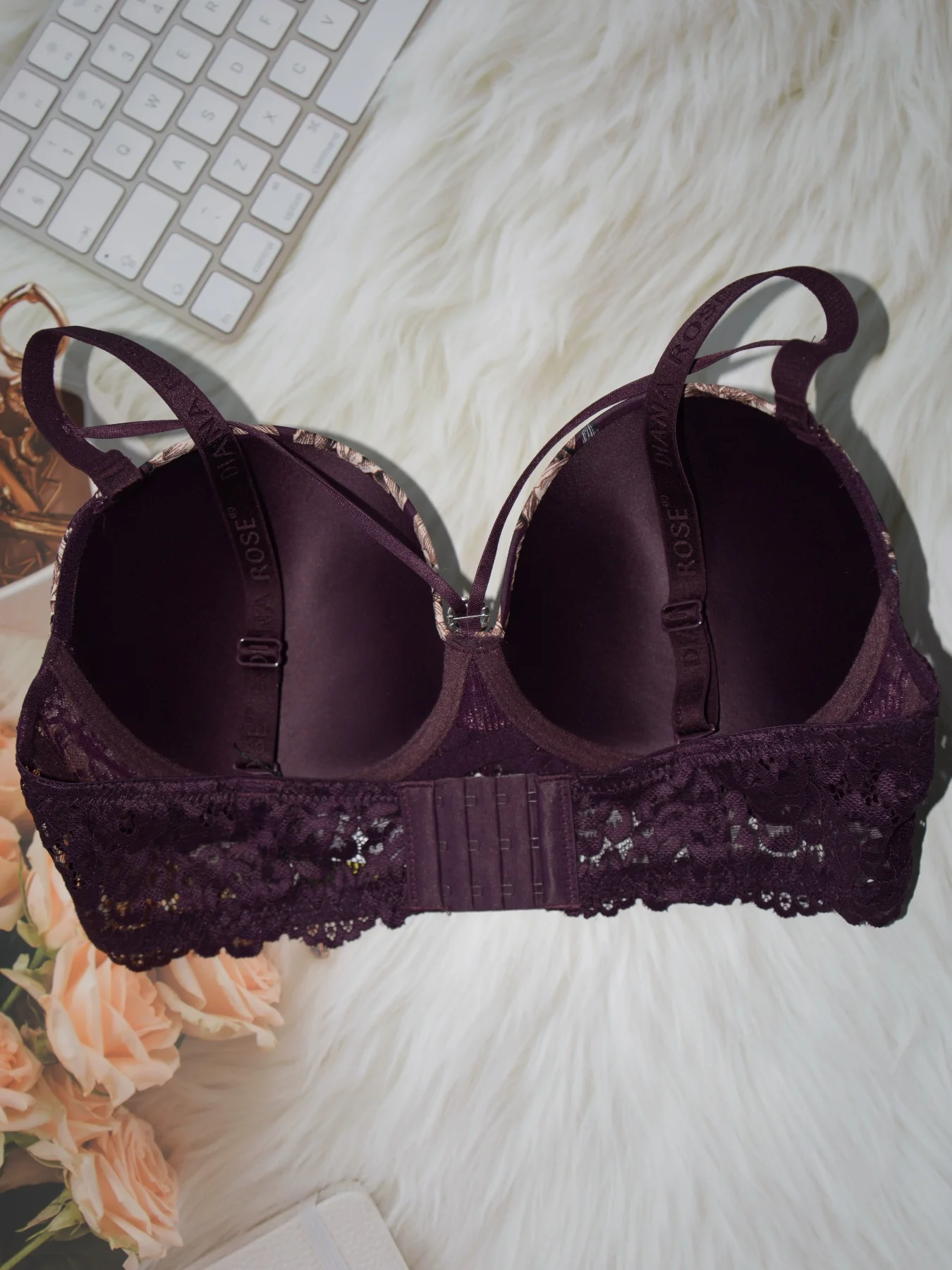 Diana Rose With underwire big breasts thin D Cup underwear breathable gathered anti-sagging breasts women's bra