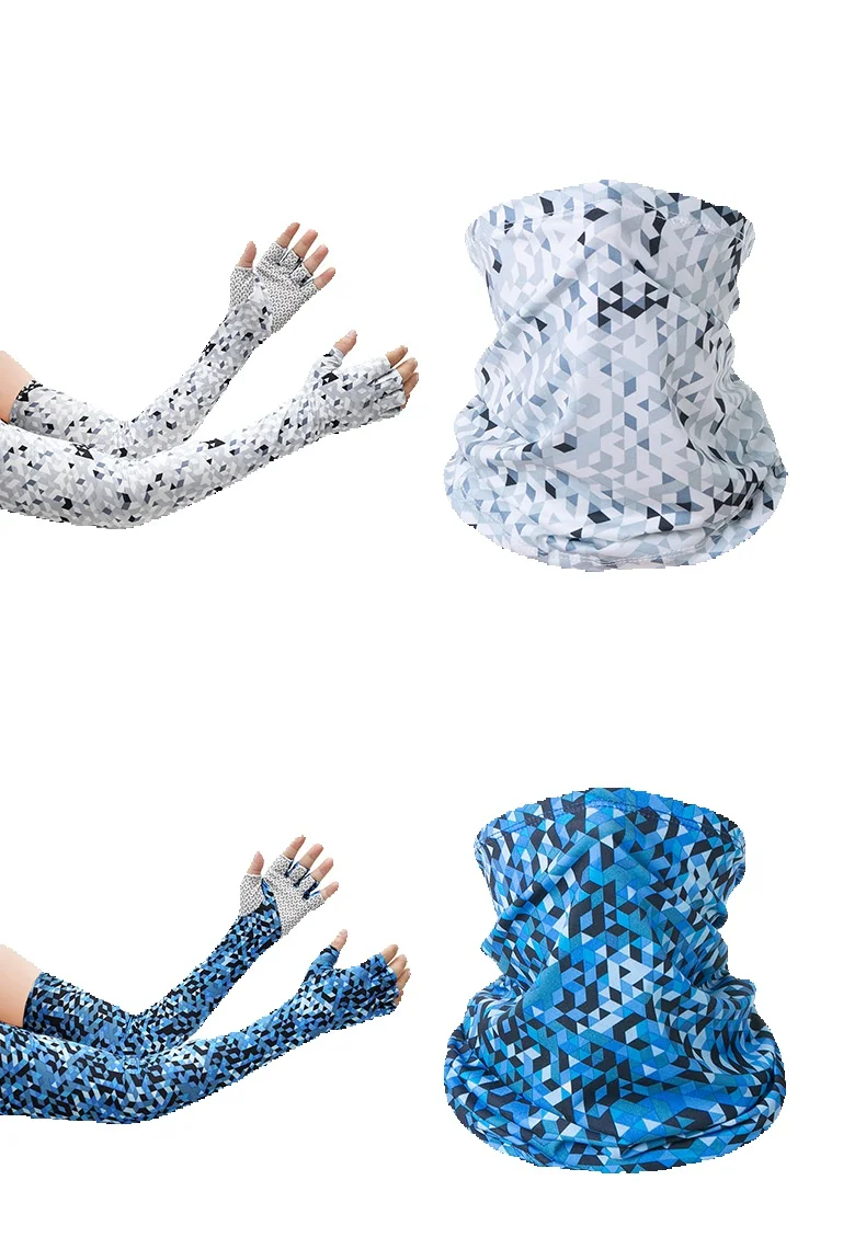 Guantes de medio dedo con protector solar de seda de hielo de verano, para ciclismo, deportes, diadema mágica versátil, funda antideslizante para exteriores_voghion.com