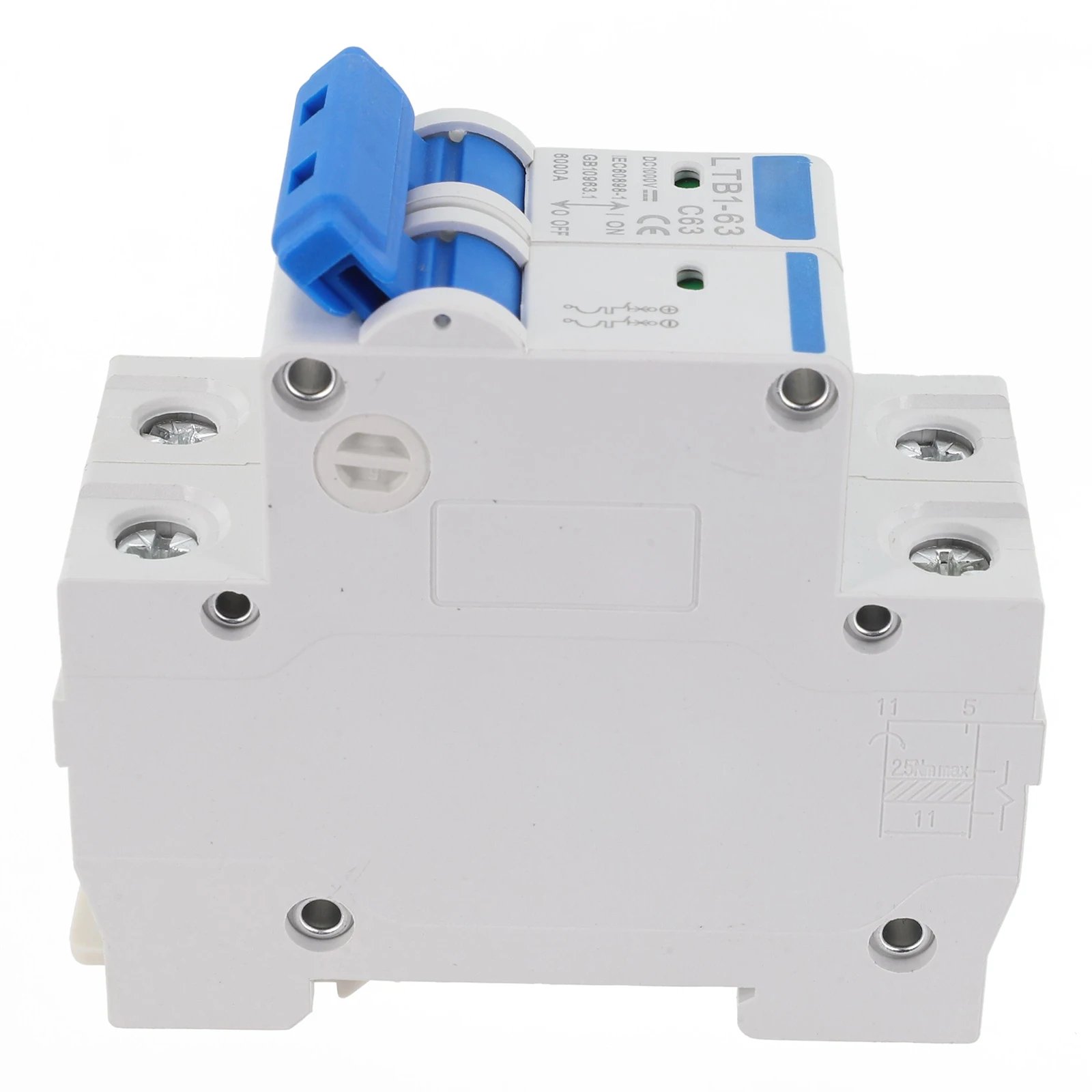 2P 63A DC 회로 차단기 1000V, DIN 레일 장착 및 안정적인 과부하 보호 기능을 갖춘 태양광 발전 시스템용