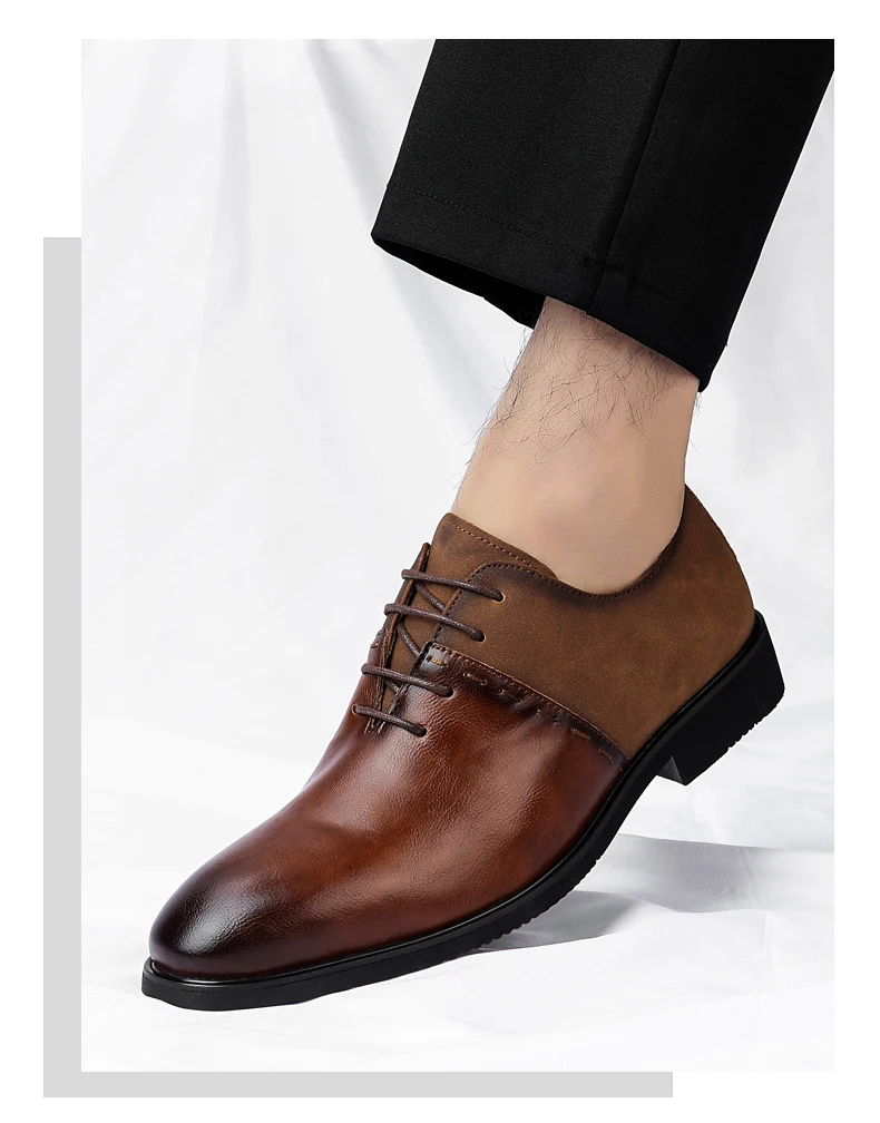 Große Business-formelle, gespleißte Oxford-Schuhe für Herren, bequeme Schnürschuhe aus Leder, für Büro, Hochzeit, Business, formell – Detail 9