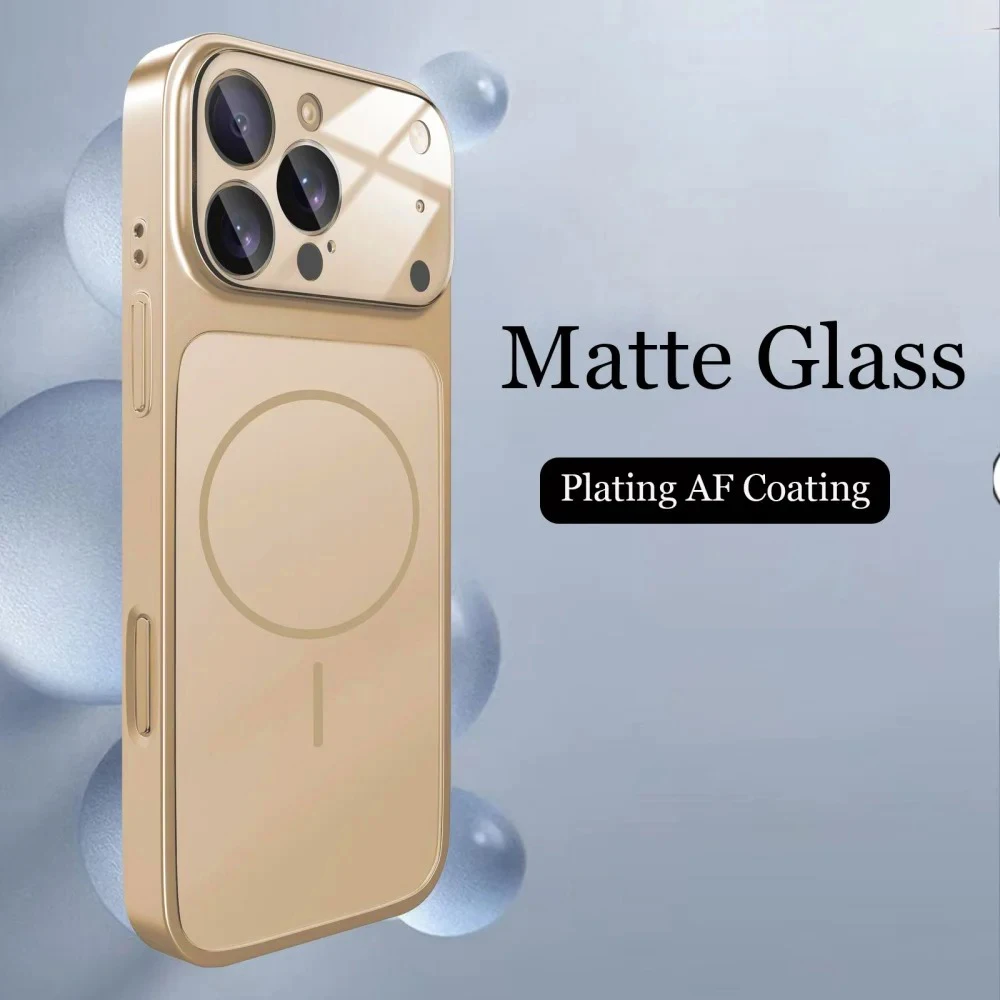 Luxury Orange Magnetic Phone Case with Matte Finish and Wireless Charging Protection