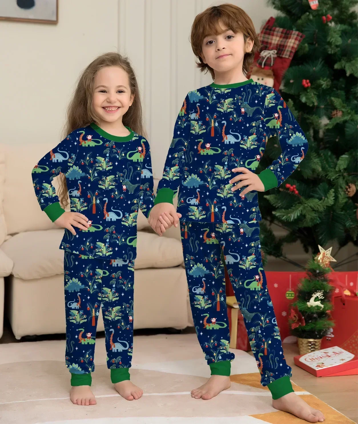 Merry Christmas Plaid Print Kids Pajamas Set Baby Romper Pjs Toddler Boys Girls Matching Pajama Sets