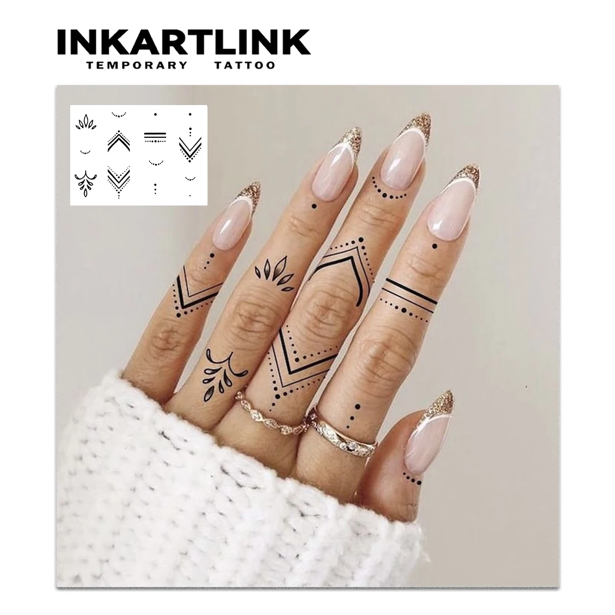 Henna Finger Tattoo (7) temporary tattoo sticker, waterproof magic tattoo, lasts to 15 days fake tattoo, semi permanent tattoo 2