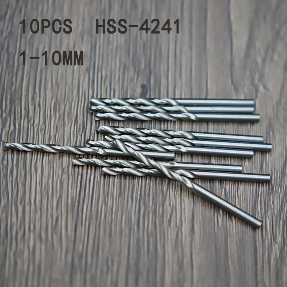 10PCS Drill Bit Set High Speed Steel Twist Drill Set Metal Punching Tool WoodworkingTools 1-10MM drill bit set