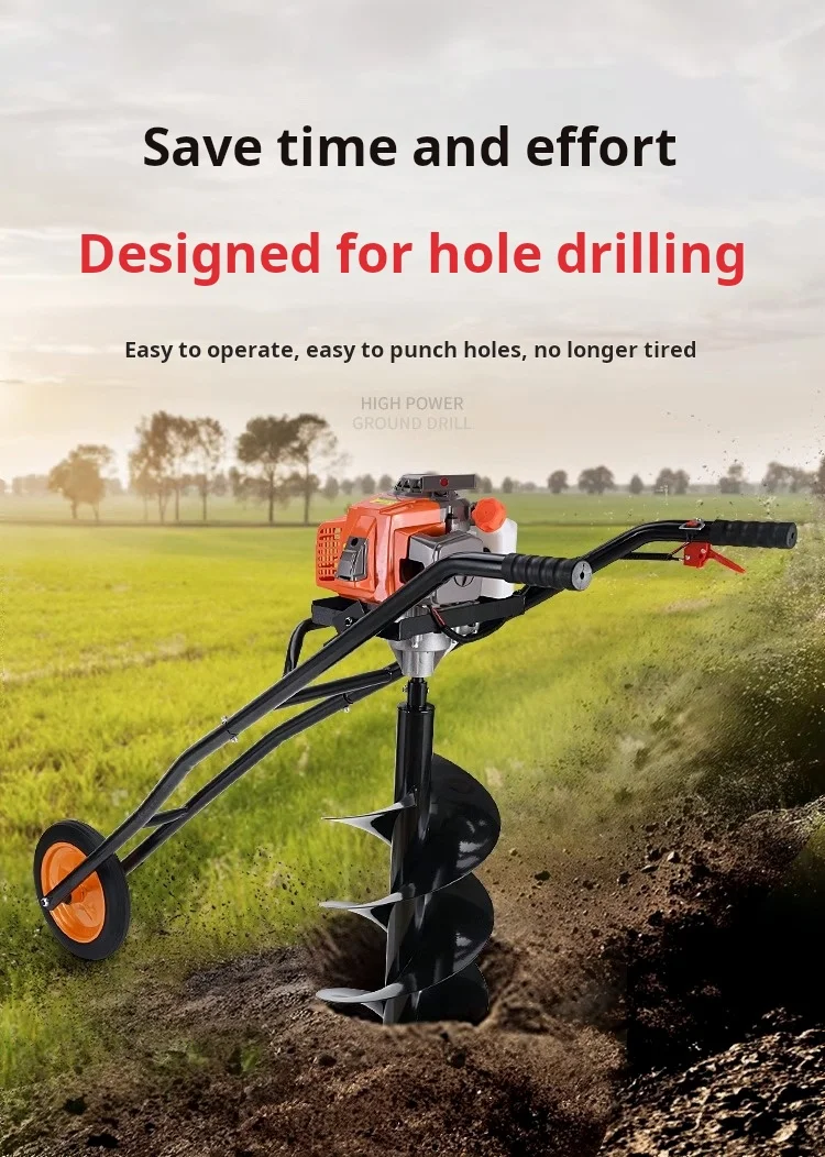 Portable Four-stroke Trolley Ground Drill Spiral Tree Planting Soil Machine Powe