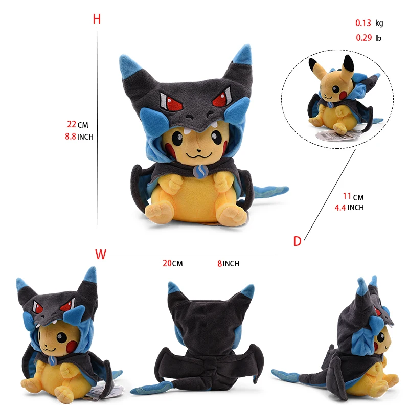 Cos eevee pikachu cosplush צעצועים pikachu peluche lucario ממולא בובה בובות של חיות אספנות מתנה, קריקטורה 20-30 ס "מ