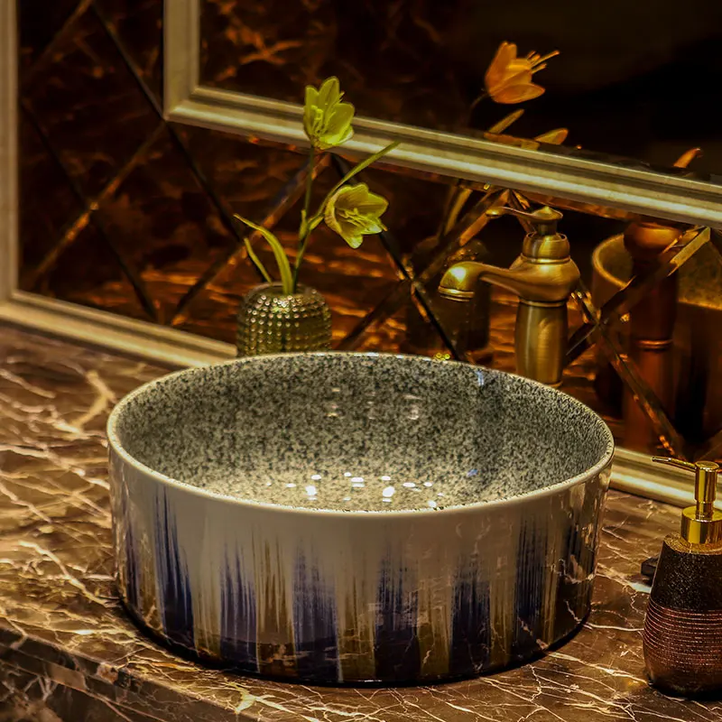 

Европейский стиль, раковина в форме цветка, китайская раковина, искусственная керамическая раковина для ванной комнаты, керамическая китайская раковина