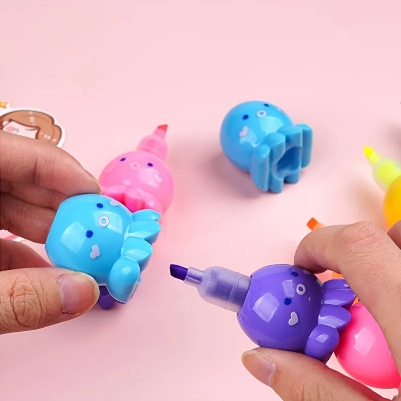 Highlighter pen 5 Color Creative Cute Splicing Love Octopus Bear Highlighter Girl Heart Octopus Colorful Marking Pen Student Supplies