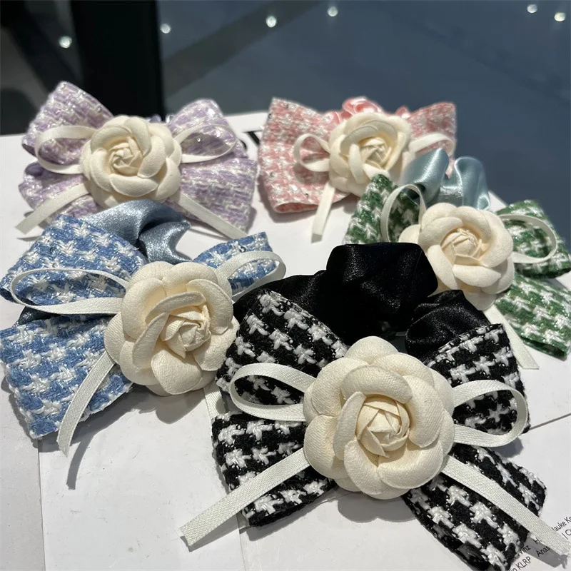 Koreanische Bowknot Blume Hahnen tritt Haar gummis Kopfschmuck einfache Kopfs eil Mädchen niedlichen Lederband Ring Cilps Mädchen Accessoires