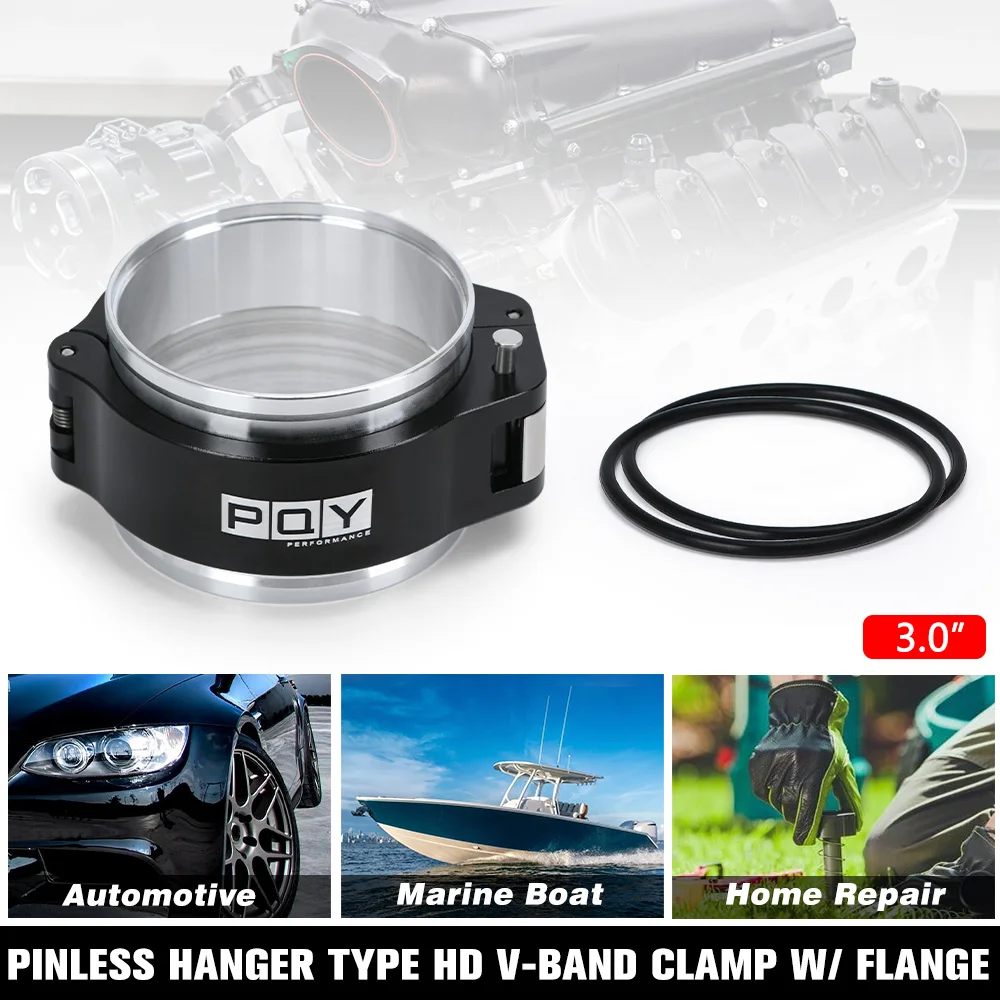3 Inch 76mm Aluminum V-Band Clamp – For Intake Throttle Intercooler Pipe, Black