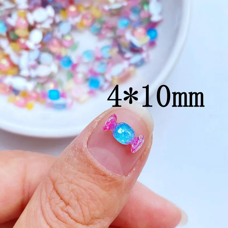 50pcs 3D 수지 네일 귀여운 미니 컬러 캔디 네일 부품 액세서리 Kawaii DIY 네일 아트 장식