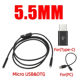 Waterproof HD Endoscope Camera - Versatile USB Type C & Micro Compatibility (5.5mm - 2m)