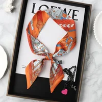 2024 Korean Fashion New Women's Twill Decorative Ribbon Small Scarf Binding Bag Handle Ribbon Hair Band Small Scarf Headband 3