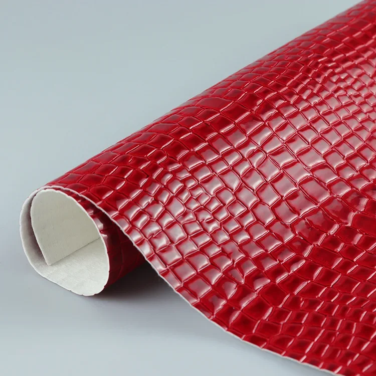 Glossy Crocodile Pattern Leather Fabric PU Imitation High Gloss Handbag Box Shoes Crocodile Turtle Back Pattern PU Material