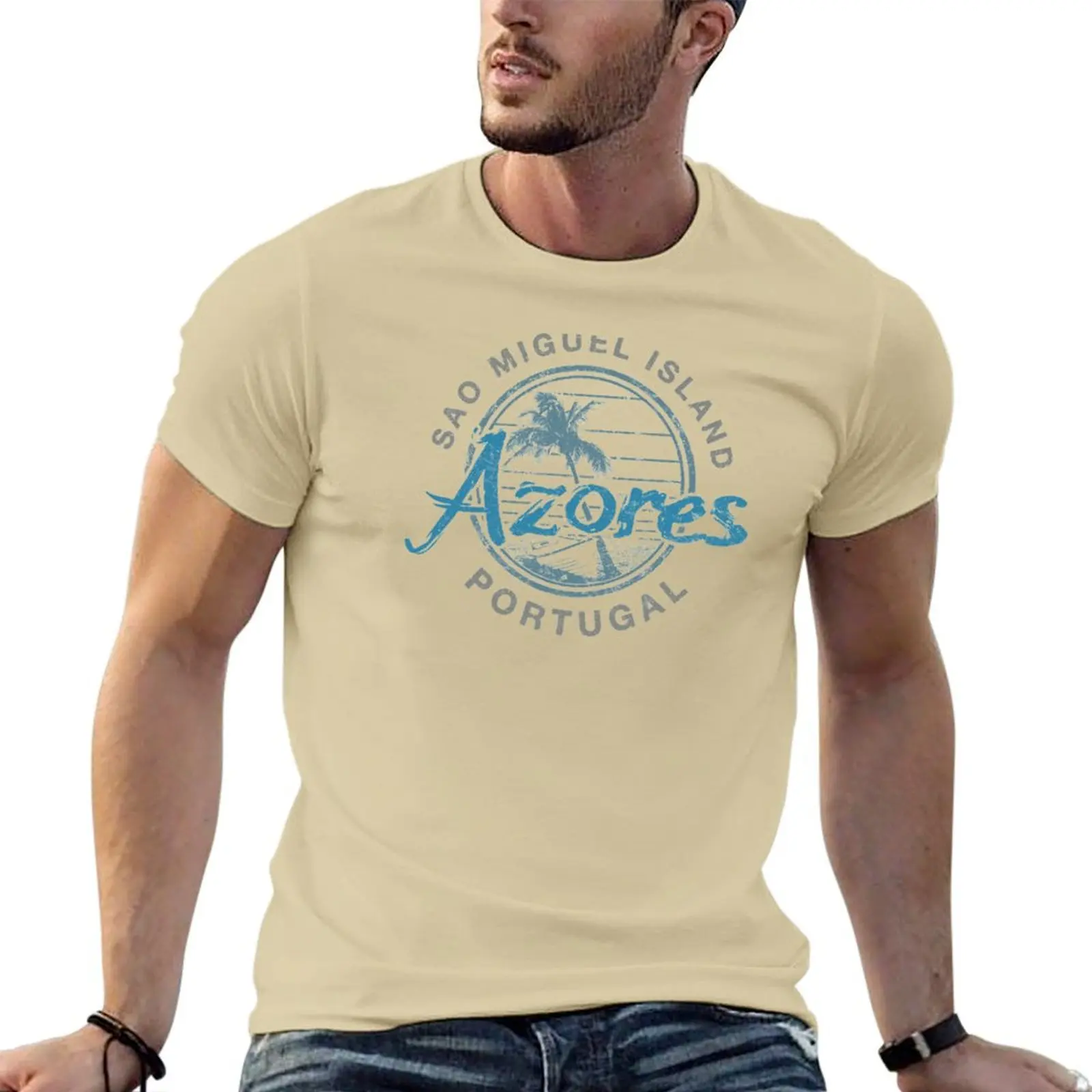 Tee-shirt bleu marine chiné ® brodé Croix Camarguaise