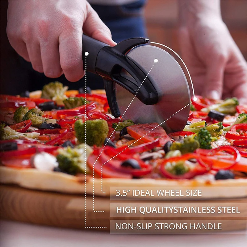 Stainless Steel Pizza Cutter Cover Multipurpose Pizza Cake Dough Slicer Tool Pastry Roller Cutter Professional Knife