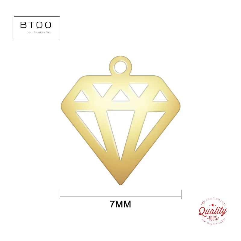14K Gold Filled Diamond Shape Charm Gold Pendant For Bracelet Necklace Earring DIY Jewelry Findings Jewelry Making Accessories