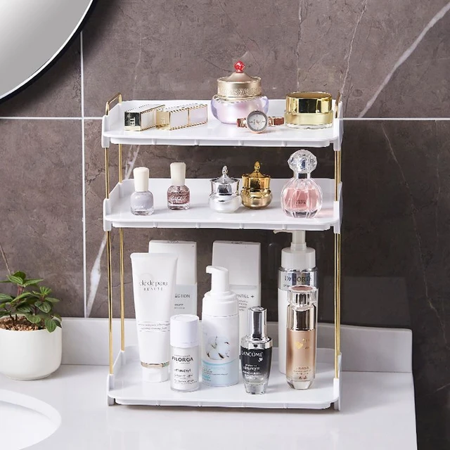 1pc Luxury 2-tier Bathroom Storage Rack, Makeup Organizer Box