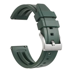 Durable Waterproof Silicone Watch Strap - Quick Release Dive-Ready Band for 20mm (Green 1)