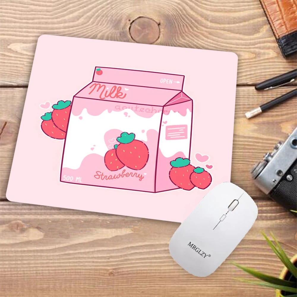 

Japanese Strawberry Milk Mousepad Anime Kawaii Notebook Computer Carpet Pink Play Mat Office Accessories Mause Silicone Mat