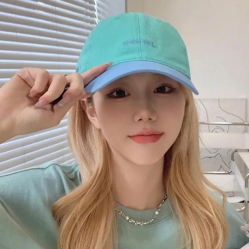 

Korean Baseball Cap for Women and Men Letter Embroidery Hip Hop Snapback Caps Cotton Sun Hats Unisex Patchwork Color Visor Hats