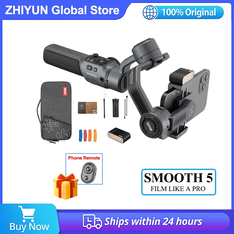 

Zhiyun Smooth 5 ручной шарнирный 3-осевой стабилизатор для смартфона iPhone 15 14 13 12 Samsung Huawei Xiaomi VS DJI OM 6